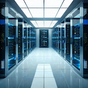 Tech Oil Painting: (futuristic:1.15) Server Room With Image, There