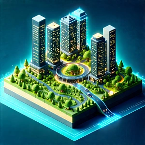 Digital Transformation Visualization With Cityscape Depicted