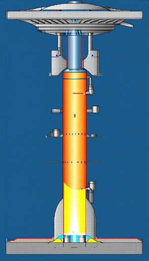 A Large, Red, And Yellow Structure With A Blue Background