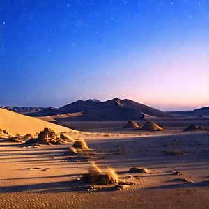 Nature Editorial Photography: Desert Landscape During Blue Hour With Captures Beautiful