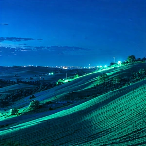 Nature Cinema 4d: Rolling Hills During Night With Nighttime View