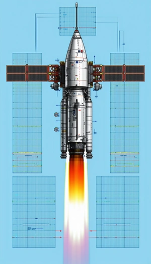 A Space Shuttle Is Shown In A Blue Background, With A Red Trail Of Smoke Coming From Its Rear