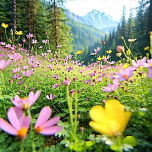Nature Long Exposure Photography: Wildflowers In Natural Setting With Beautiful, Lush