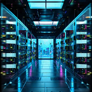 Futuristic Server Room With Futuristic, Blue-toned