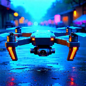 Drone With Glowing Screen With Small Drone
