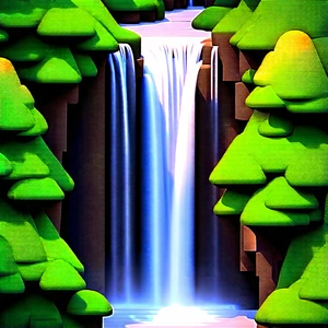 Nature Drone Photography: Waterfall In Spring Bloom With Computer-generated Picture