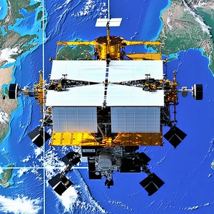 A Large Spacecraft, Possibly A Satellite Or A Space Shuttle, Flying High Above The Earth