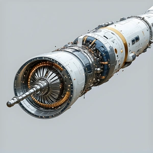 A Large White Spacecraft Is Shown In A 3d Model