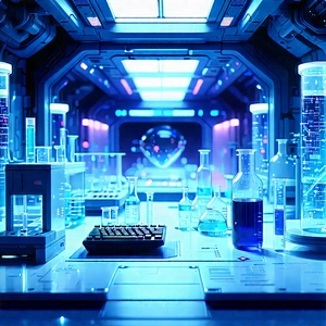 (futuristic:1.42) Research Laboratory With Image, There