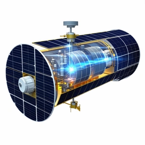 A Solar Powered Spacecraft Is Shown In A White Background