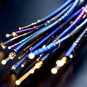 Close-up Of Fiber Optic Cables With Close-up Bunch