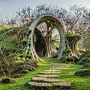 Abstract Landscape Photography: Fibrous Structure With Large, Open,