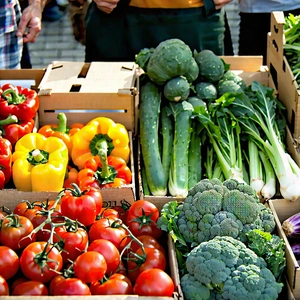 Urban Matte Painting: Urban farmers market scene