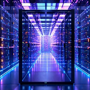Server Rack With (digital:1.12) Particles With Image, There
