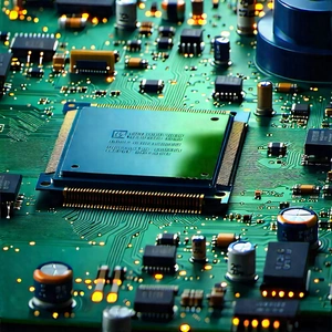 Circuit board with (digital:1.49) particles