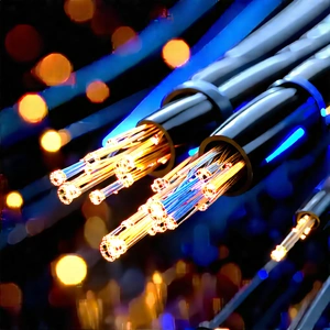 Close-up Of Fiber Optic Cables With Close-up Bunch