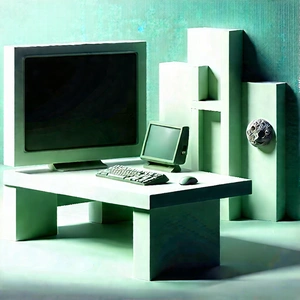 Educational Technology In Research Center With Computer Desk