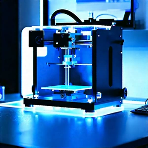 3d Printer With Blue Light (glow:1.5) With Printer Sitting