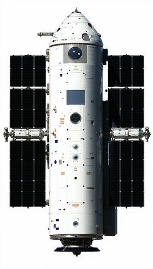 A White Spacecraft Is Shown In A White Background