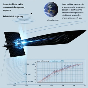 The Image Is A Poster That Features A Spacecraft, Possibly A Laser Sail, Traveling Through Space