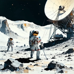 In The Image, There Are Three Astronauts Standing On The Moon's Surface