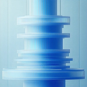 A Tall, Blue, Plastic Cylinder With A Spiral Pattern On It