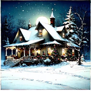Lifestyle Etching: Holiday Celebration During Winter With Beautifully Decorated