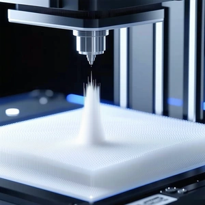 A 3d Printer Is In The Process Of Creating A White Object