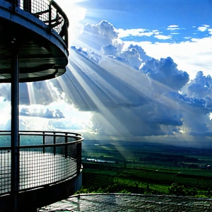 Urban Long Exposure Photography: Observation Deck With Dramatic (clouds:1.43) With Large, Open