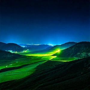 Nature Abstract Design: Valley During Night With Beautiful Landscape