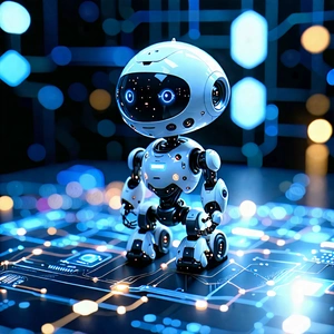 Tech Drone Photography: Robot with data streams