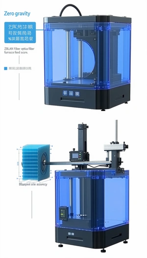 A Large, Blue, Three-dimensional Printer With A Clear Plastic Casing