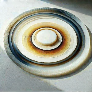 Abstract Encaustic Painting: Concentric Circles With Translucent Layers With White Plate