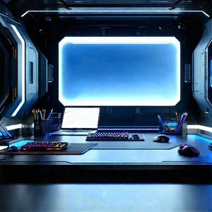 Futuristic Digital Workspace With Image