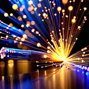 Close-up Of Fiber Optic Cables With Close-up Light