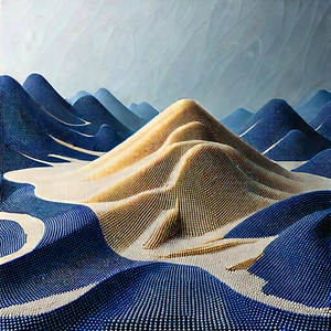 Abstract Minimalist Design: Granular Forms With Large Mountain