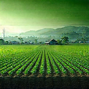 Agricultural Technology In Tech Office With Large Field