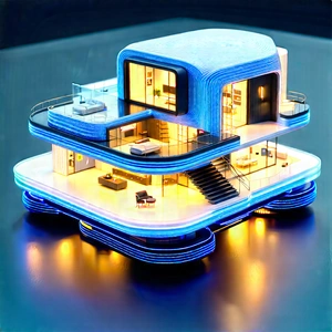 Futuristic Smart Home With Blue White