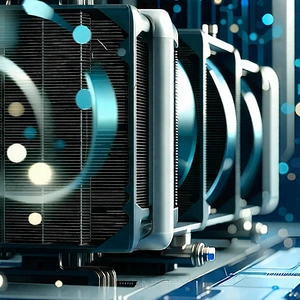 Tech Diagram Style: Close-up of cooling system