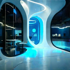 Futuristic Tech Startup Office With Large, Modern-looking