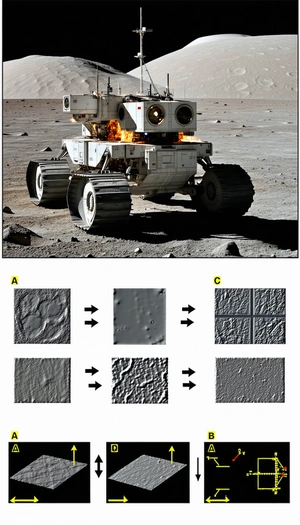 The Image Is A Collage Of Various Pictures Of A Robotic Vehicle, Likely A Rover, On A Rocky Surface