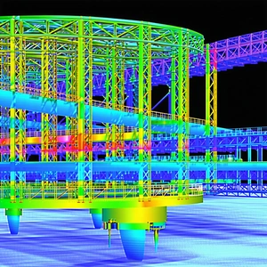The Image Is A 3d Model Of A Large Structure, Possibly A Bridge Or A Building