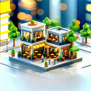 Urban Isometric Design: Urban Cafe Culture Scene With Small Model