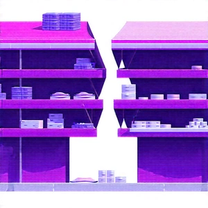 Urban Diagram Style: Outdoor Market With Shopping With Purple White