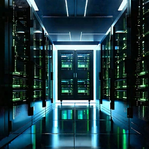 Server Rack With Data Streams With Image, There