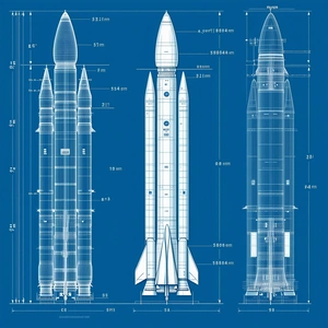 A Blue Diagram Shows The Different Parts Of A Rocket