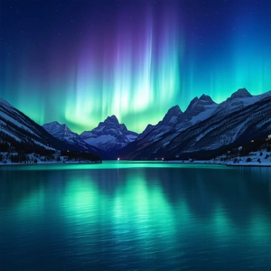 Nature Digital Art: Northern Lights Over Alpine (lake:1.32) With Beautiful Scene