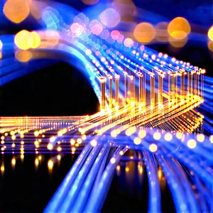 Close-up Of Fiber Optic Cables With Close-up Blue