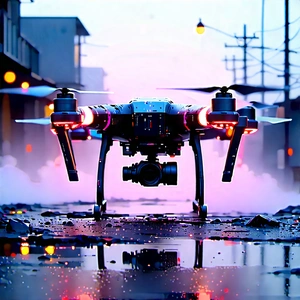 Drone With Digital Artwork With Drone Flying