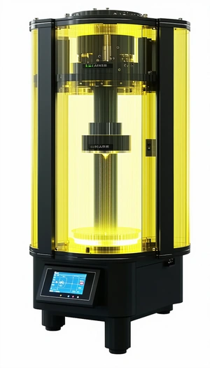 A Large, Yellow, And Black Machine With A Blue Screen